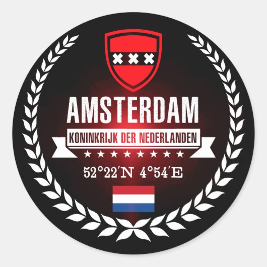 Amsterdam Ronde Sticker (Voorkant)
