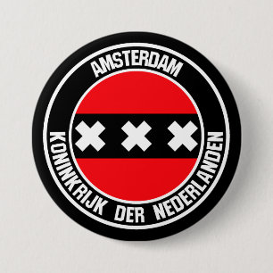 Amsterdam Round Emblem Ronde Button 7,6 Cm
