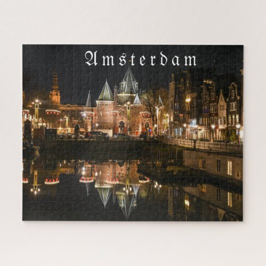 Amsterdam 's nachts, kersttijd 2021 Jigzaag Puz Legpuzzel (Horizontaal)