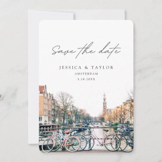 Amsterdam Save the Date Trouw Uitnodiging (Voorkant)