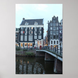 Amsterdam Singel Canal Evening Foto Poster