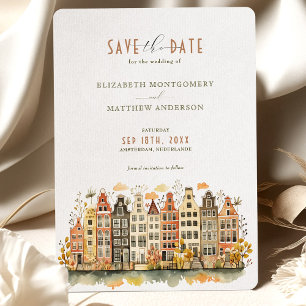 Amsterdam Skyline Nederlande Save-the-Date Kaart
