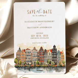 Amsterdam Skyline Nederlande Save-the-Date Kaart