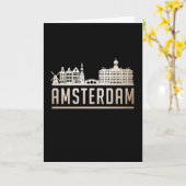 Amsterdam Stad Stadsgezicht Silhouet Grappig Cadea Kaart (Gele Bloem)