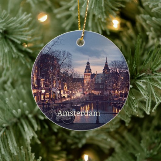 Amsterdam stadsgezicht foto keramisch ornament (Boom)