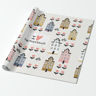 Amsterdam stedenbouwkunde fietst tulpen naadloos cadeaupapier