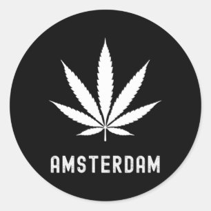 Amsterdam Stoner Wietblad Reis Vakantie Ronde Sticker