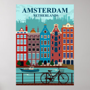 Amsterdam The Netherlands Travel Poster