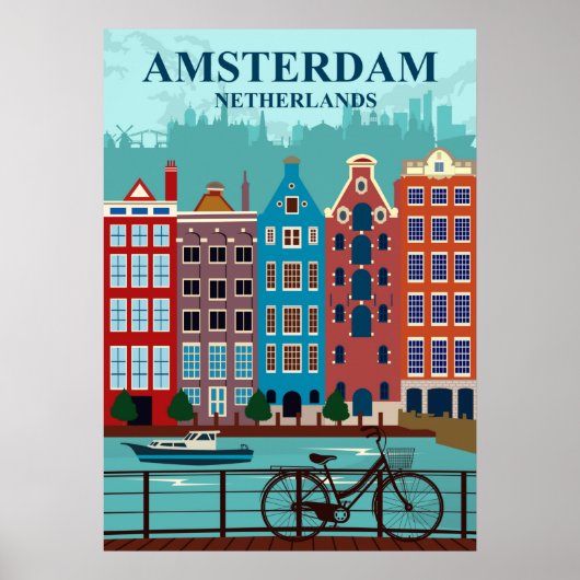 Amsterdam The Netherlands Travel Poster (Devant)