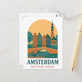 Amsterdam Travel Postcard - Vintage Dutch City Briefkaart