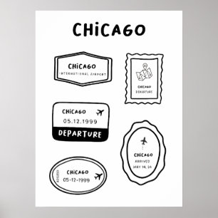 Amsterdam - Travel Stamp Collectie minimalistisc Poster