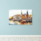 Amsterdam, Uitgerekt canvas Print (Insitu (Houten vloer))
