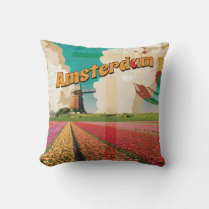 Amsterdam Vintage Reisposter Kussen
