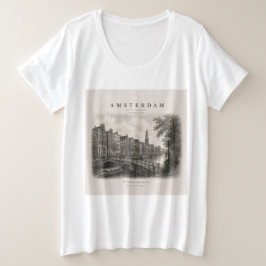 Amsterdam | Vintage Travel City Design Grote Maat T-shirt