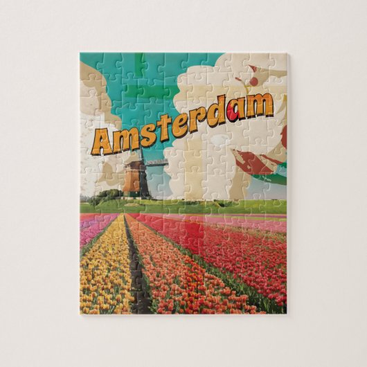 Amsterdam Vintage Travel Poster Legpuzzel (Verticaal)