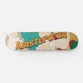 Amsterdam Vintage Travel Poster Skateboard (Horizontaal)