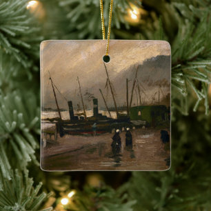 Amsterdam Vissershaven Storm door Vincent Gogh Keramisch Ornament