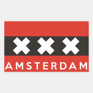 amsterdam vlag nederland naam rechthoekige sticker