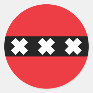 Amsterdam vlag ronde sticker