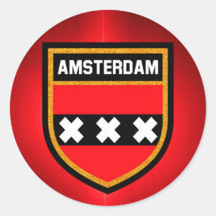 Amsterdam vlag ronde sticker