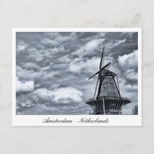 Amsterdam, Windmill, Cloudy Sky - Nederland Briefkaart