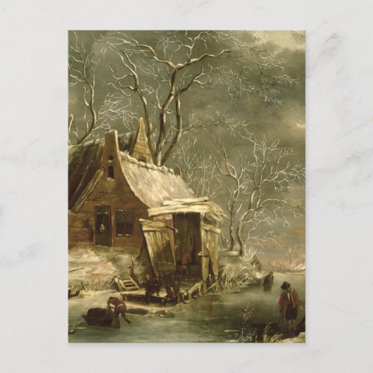 Amsterdam, winterscène, 17e eeuw briefkaart (Voorkant)