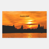Amsterdam zonsondergang silhouet rechthoekige sticker (Voorkant)
