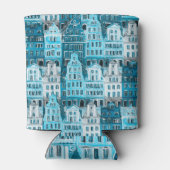 Amsterdamse architectuur, blauwe waterverf textuur blikjeskoeler (Achterkant)