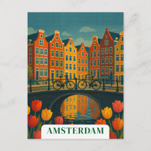 Amsterdamse fietsen op brugbloemen Briefkaart