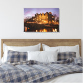 Amsterdamse grachtenpanden bij schemerdoek print (Insitu (Slaapkamer))