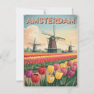 Amsterdamse tulpenveld vintage briefkaart