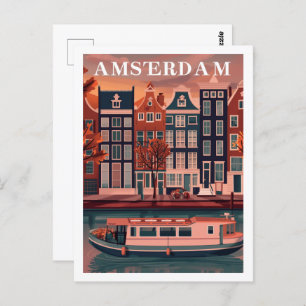 Amsterdamse Vintage Beroemde Reisplaats Briefkaart