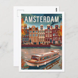 Amsterdamse Vintage Beroemde Reisplaats Briefkaart
