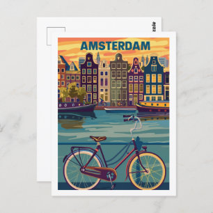 Amsterdamse Vintage Beroemde Reisplaats Briefkaart