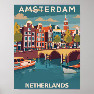 Amsterdamse Vintage Beroemde Reisplaats Poster
