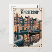 Amsterdamse vintage minimalistisch briefkaart (Voorkant / Achterkant)