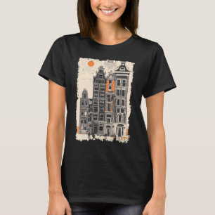 Amsterdamse Vintage Nederlandse Straathuizen Reisk T-shirt