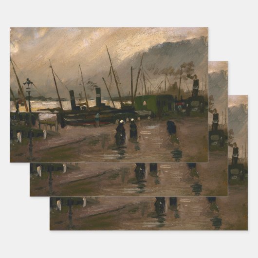 Amsterdamse Vissers's Harbour Storm van Vincent Go Inpakpapier Vel (Set)