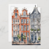 Amsterdamse waterverf schilderij briefkaart (Voorkant / Achterkant)