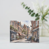 Amsterdamse waterverf schilderij briefkaart (Staand voorkant)