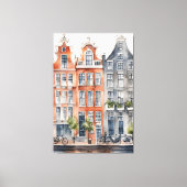 Amsterdamse waterverf schilderij canvas afdruk (Voorkant)