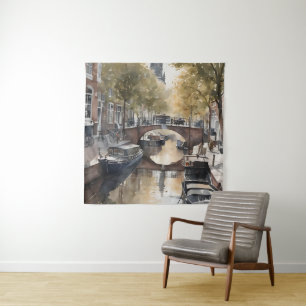 Amsterdamse waterverf schilderij wandkleed