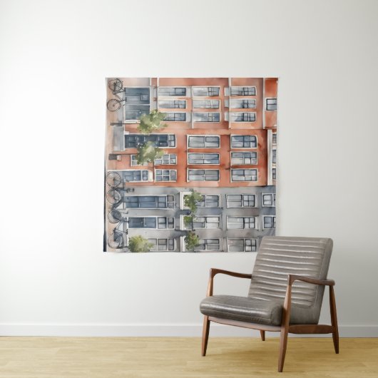 Amsterdamse waterverf schilderij wandkleed (In Situ (horizontaal))