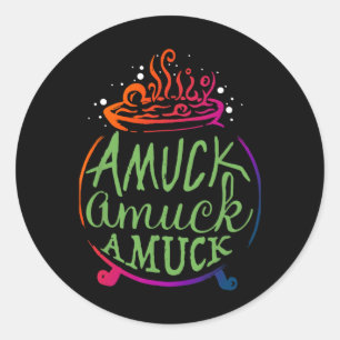 Amuck Amuck Amuck Leuke Heks Halloween Gift Ronde Sticker