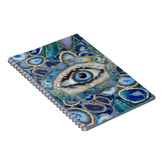 Amulet Blue Geodes en kristallen van het boze oog Notitieboek (Rechterzijde)