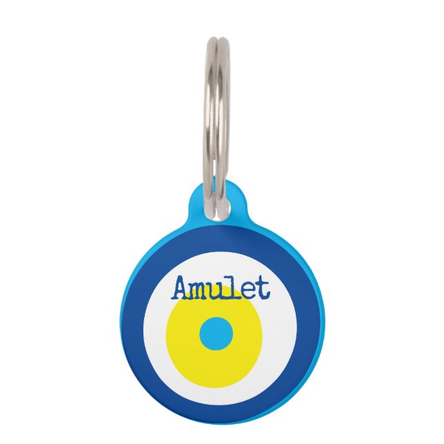 Amulet voor blauw boogschoen huisdierpenning (Voorkant)