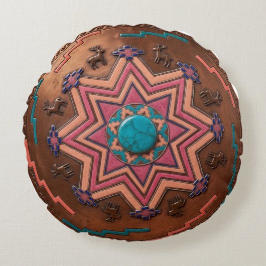 Amulett-Kissen „Hüter der Steppe“ Rundes Kissen Rond Kussen (Voorkant)