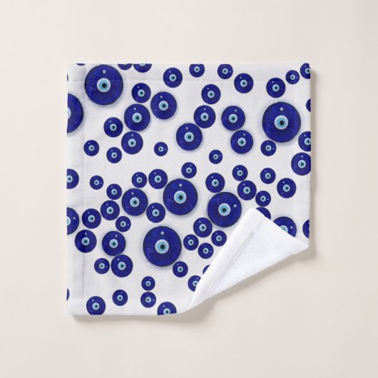 Amulette en verre bleue grecque d'oeil mauvais (Gant de toilette)