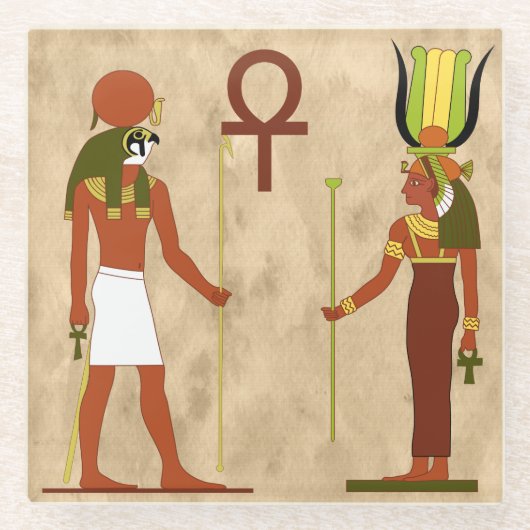 AMun RA en Isis Glazen Onderzetter (Voorkant)