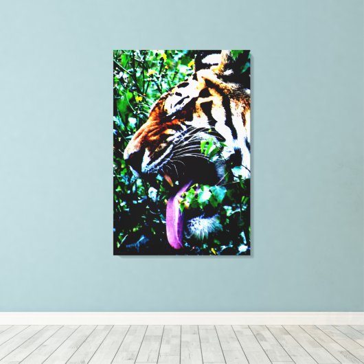 Amur Tiger 24x36 (60x90cm) waccnm Canvas Afdruk (Insitu (Houten vloer))